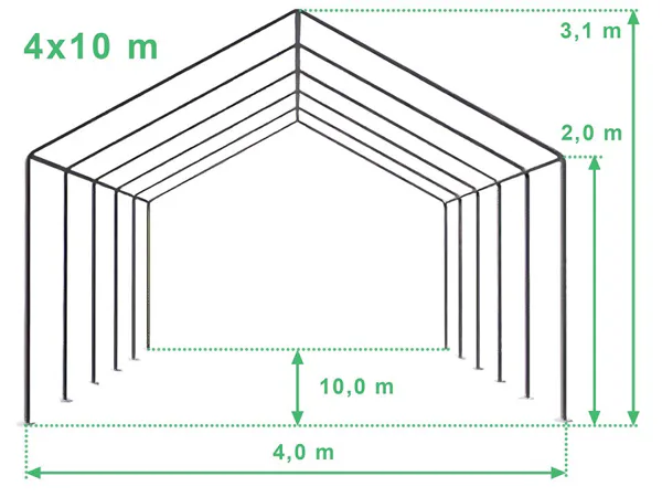 Technický výkres stanu 4x12 STANDARD