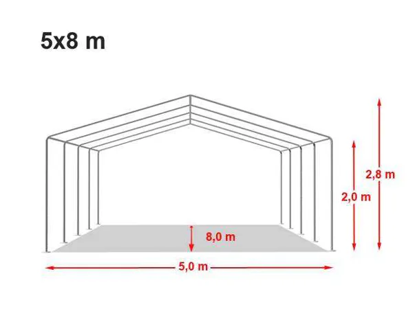 Technický výkres stanu 5x8 m STANDARD