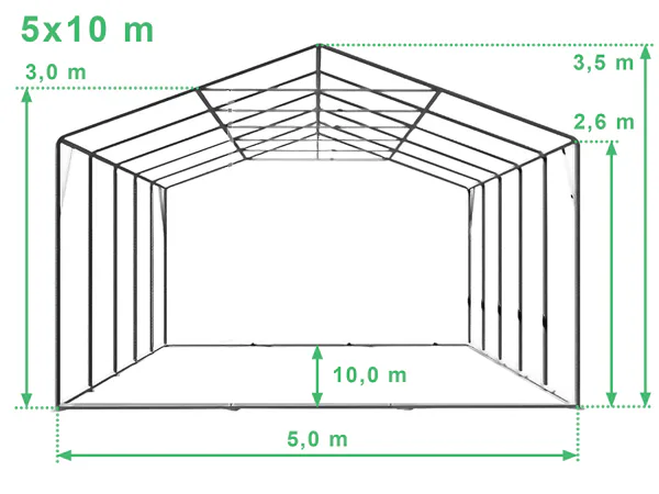 Technický výkres stanu 5x10 m MAX+