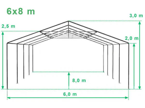 Technický výkres stanu 6x8 m MAX