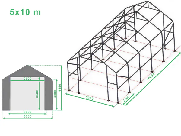 Technický výkres skladovej haly 5x10 m