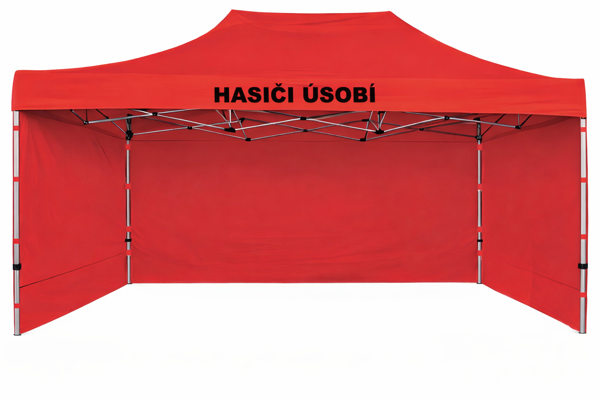 Nožnicový stan s jednofarebnou potlačou od Ambitent pre Hasičov z Úsobí