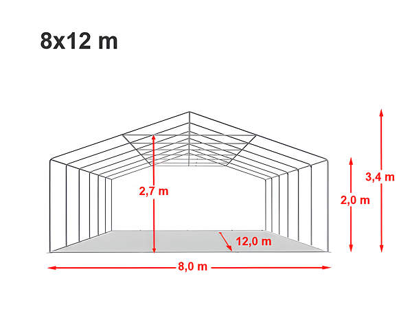Technický výkres stanu 8x12 m PREMIUM