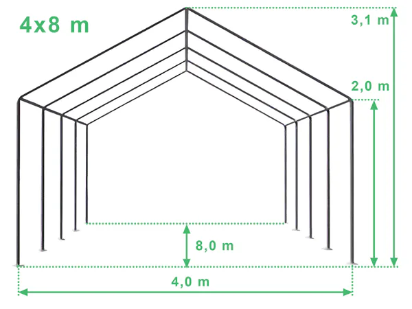 Technický výkres stanu 4x8 STANDARD