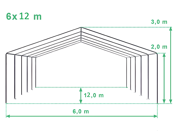 Technický výkres stanu 6x12 m