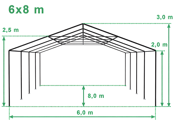 Technický výkres stanu 6x8 m PREMIUM